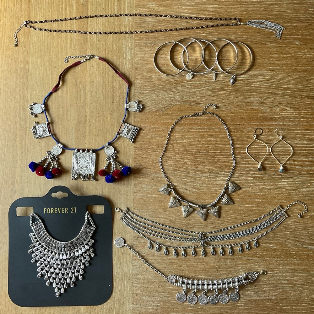 8pc Bundle lot Free People Bohemian Tribal Style Necklaces